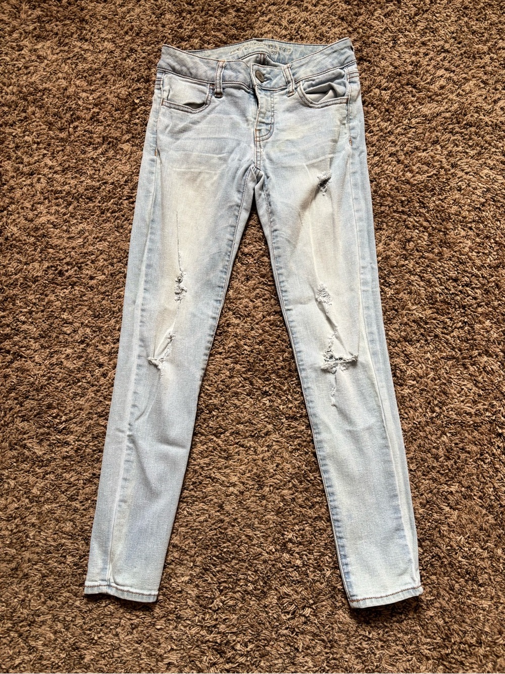 American Eagle Outfitters Light Blue Ripped Skinny Jeans